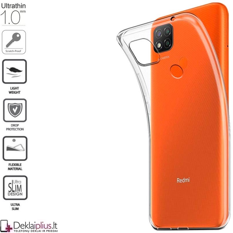 Silikoninis dėklas 1.0 mm storio - permatomas (Xiaomi Redmi 9C) Silikoninis dėklas 1.0 mm storio - permatomas (Xiaomi Redmi 9C)